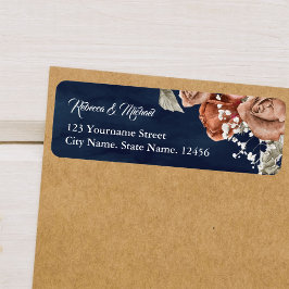 Burnt Orange Rose Terracotta Floral Navy Hochzeit