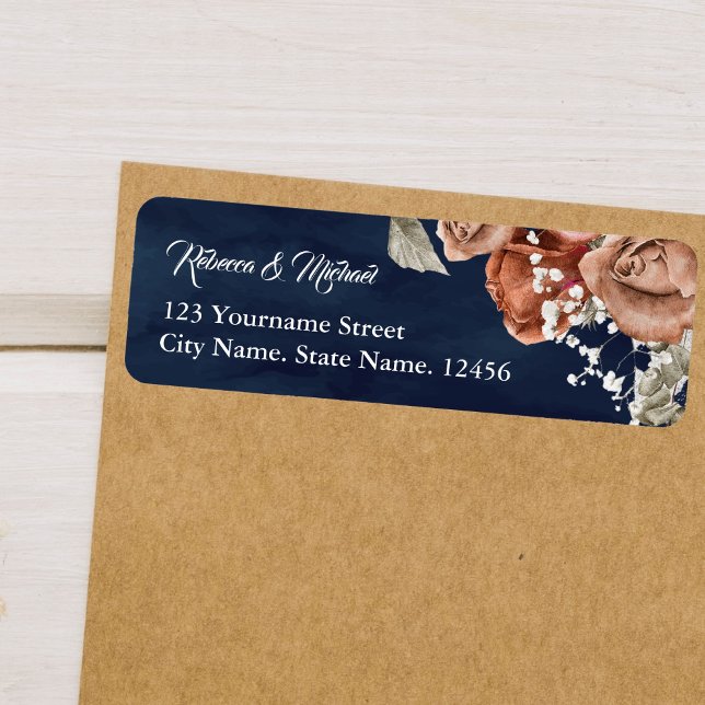 Burnt Orange Rose Terracotta Floral Navy Hochzeit (Von Creator hochgeladen)