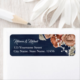 Burnt Orange Rose Terracotta Floral Navy Hochzeit