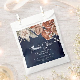 Burnt Orange Rose Terracotta Floral Navy Hochzeit Geschenktütchen