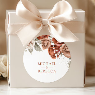 Burnt Orange Rose Terracotta Gastgeschenk Hochzeit Runder Aufkleber