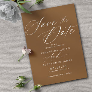 Burnt Orange Rust   Elegante Earthy-Hochzeit im He Save The Date