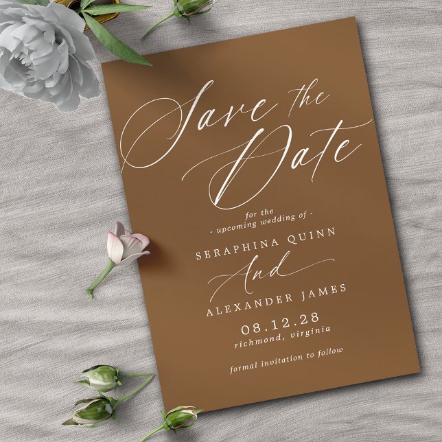 Burnt Orange Rust | Elegante Earthy-Hochzeit im He Save The Date (Von Creator hochgeladen)