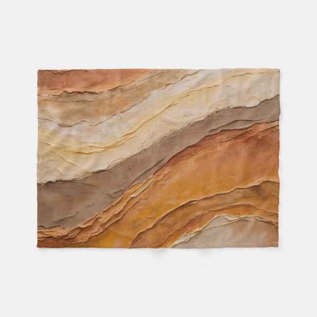 Burnt Orange Rust Terracotta Brown Abstrakt Klein Fleecedecke (Vorderseite (Horizontal))