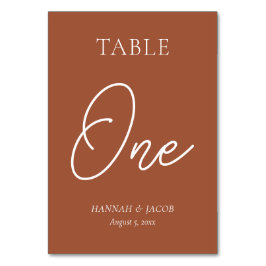 Burnt Orange Rust Wedding One Tischnummer