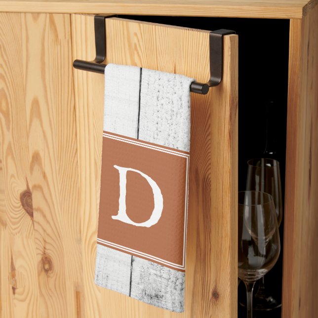 Burnt Orange Rustikale Monogramm Handtuch (Drittel gefaltet)