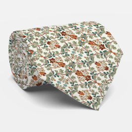 Burnt Orange, Sage & Aquamarin floral Art Deco Mus Krawatte