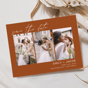 Burnt Orange Save the Date 3 Foto Postkarte