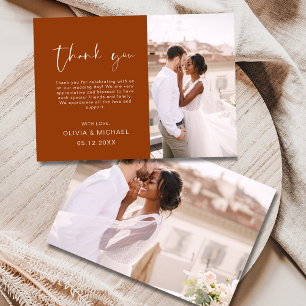 Burnt Orange Script Foto Hochzeit Danke Karte
