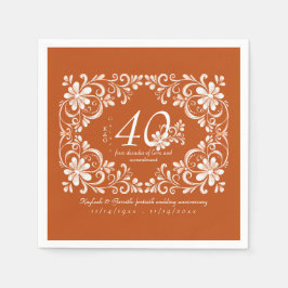 Burnt Orange Shabby Chic 40 Jubiläum Napkin Serviette
