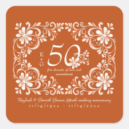 Burnt Orange Shabby Chic Sticker zum 50. Jubiläum