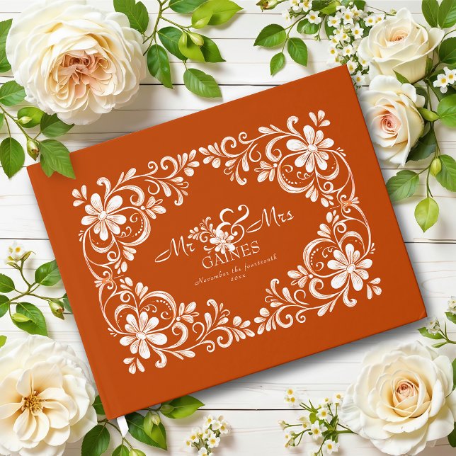 Burnt Orange Shabby Chic Wedding Guest Book Gästebuch (Von Creator hochgeladen)