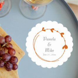 Burnt Orange Simple Heart Wreath Wedding Untersetzer