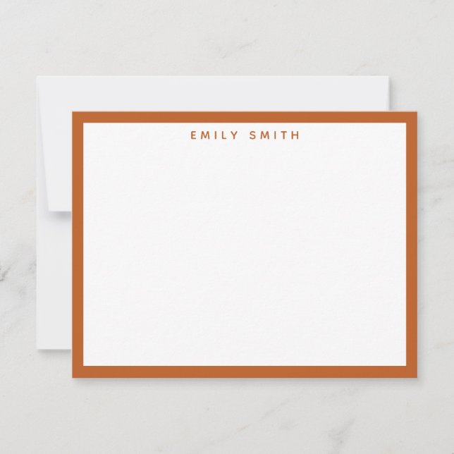 Burnt Orange Simple Modern Note Card Mitteilungskarte (Vorderseite)