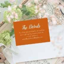 Burnt Orange Simple Style Wedding Details