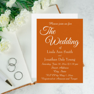 Burnt Orange Simple Style Wedding Einladung