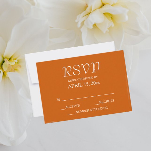 Burnt Orange Simple Style Wedding RSVP Karte (In Situ Wedding)