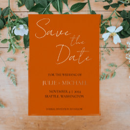 Burnt Orange Simple Style Wedding Save the Date Folieneinladung