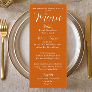 Burnt Orange Simple Style Weddner Menükarte
