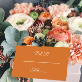 Burnt Orange Simple Stylized Script Wedding Platzkarte