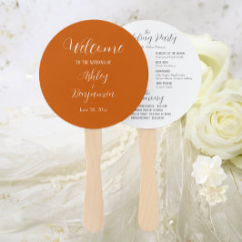 Burnt Orange Simple Wedding Zeremony Program Fächer