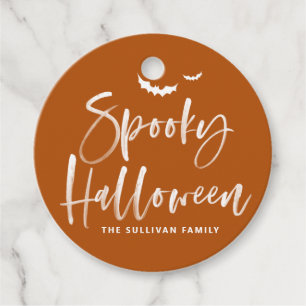 Burnt Orange Spooky Halloween Brush Calligraphy Geschenkanhänger