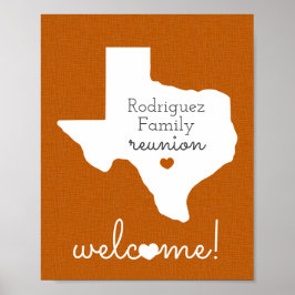 Burnt Orange Staat von Texas Family Wiedersehen Poster