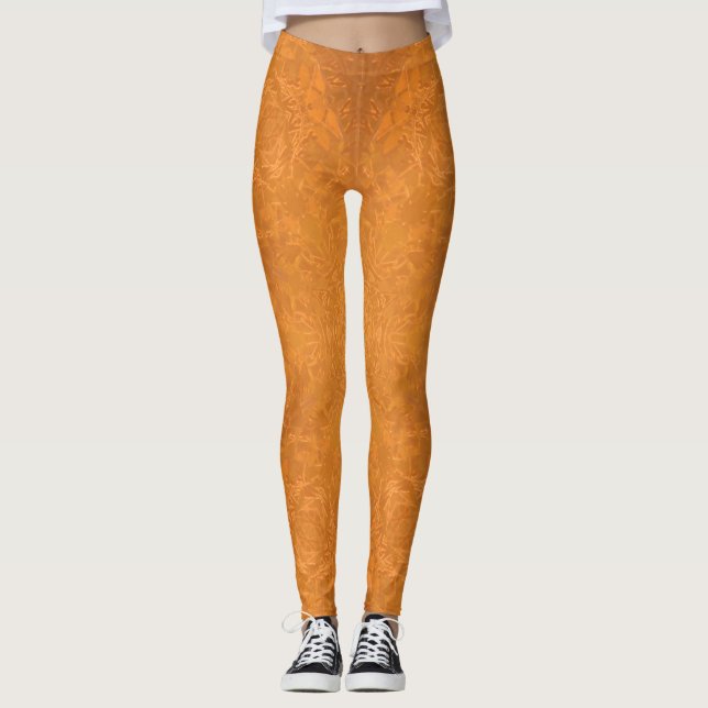 Burnt Orange Star Kaleidoskop Leggings (Vorderseite)