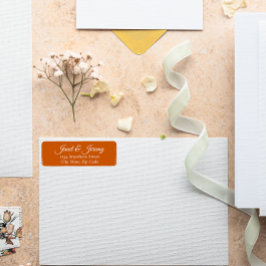 Burnt Orange Stylized Names Wedding Rücksendeadres