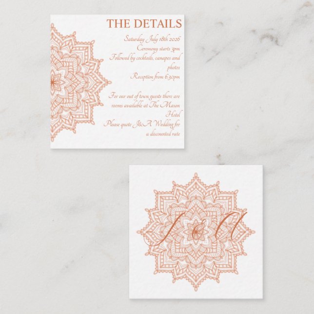 Burnt Orange Sunrise Mandala Sommer Fall Begleitkarte (Vorne/Hinten)