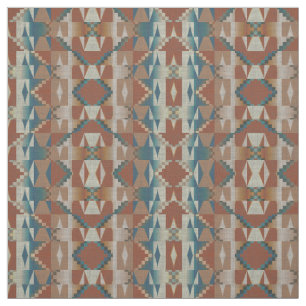 Burnt Orange Taupe Blue Aquamarin Brown Ethnic Loo Stoff