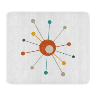 Burnt Orange Teal Atomic Era Starburst Mid Century Schneidebrett