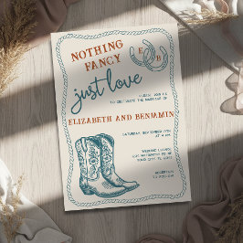 Burnt Orange Teal Cream Western Horseshoe Wedding Einladung