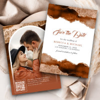 Burnt Orange Terracotta Agate Marble Wedding Foto