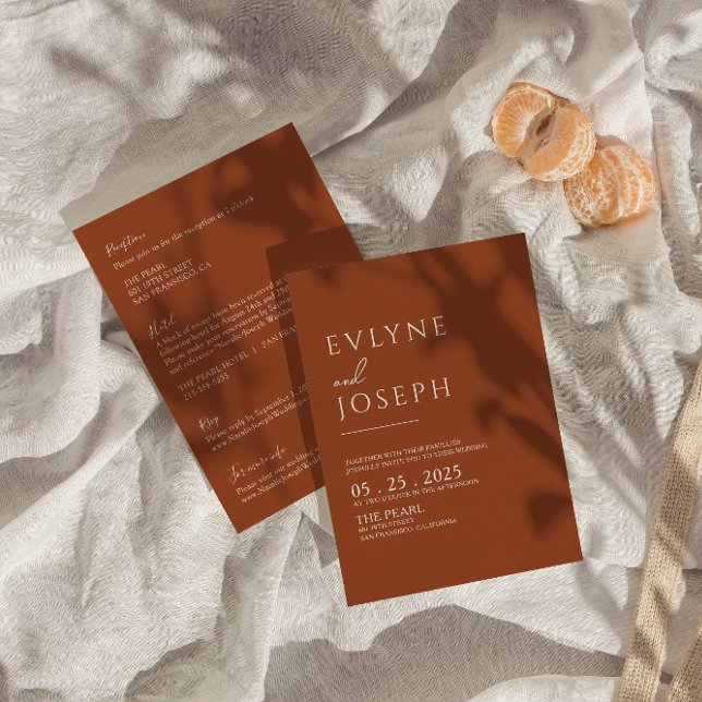 Burnt Orange Terracotta All in one Boho Wedding Einladung (Von Creator hochgeladen)