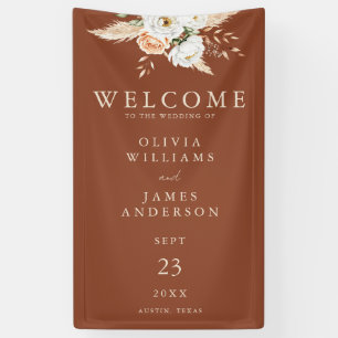 Burnt Orange Terracotta Floral Wedding Willkommen Banner