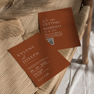 Burnt Orange Terracotta Minimalistisch Boho Weddin Einladung