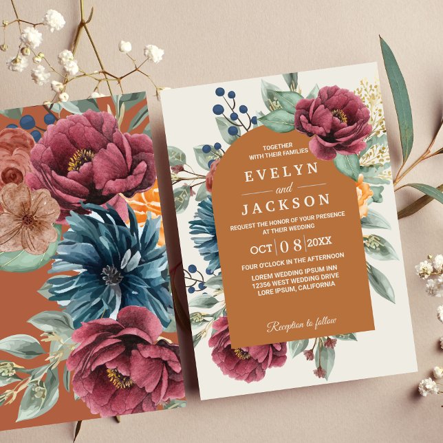 Burnt orange terracotta Moderne Rustikale Boho Einladung (Von Creator hochgeladen)