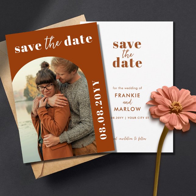 Burnt Orange Terracotta Save the Date Einladung (Von Creator hochgeladen)