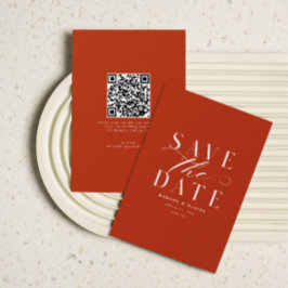 Burnt Orange Terracotta Save the Date QR Code