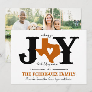 Burnt Orange Texas JOY Foto Feiertagskarte
