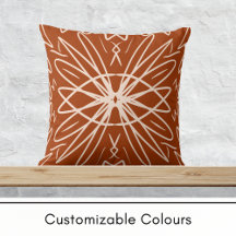 Burnt Orange Tribal Boho Throw Kissen
