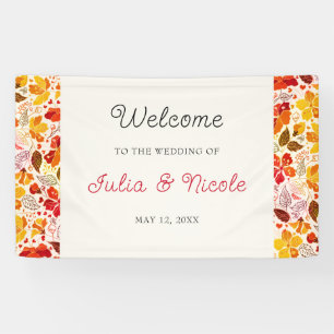 Burnt Orange Tropical Hibiskus Florals Wedding Banner