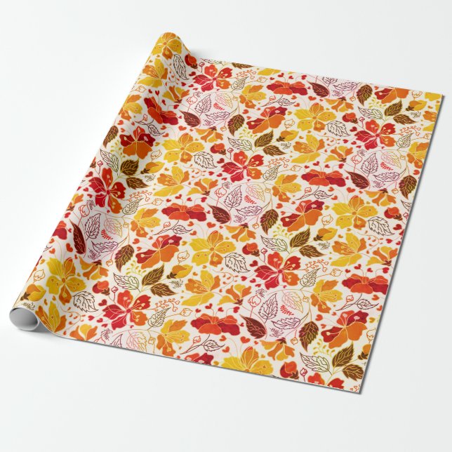 Burnt Orange Tropical Hibiskus Florals Wedding Geschenkpapier (Ungerollt)