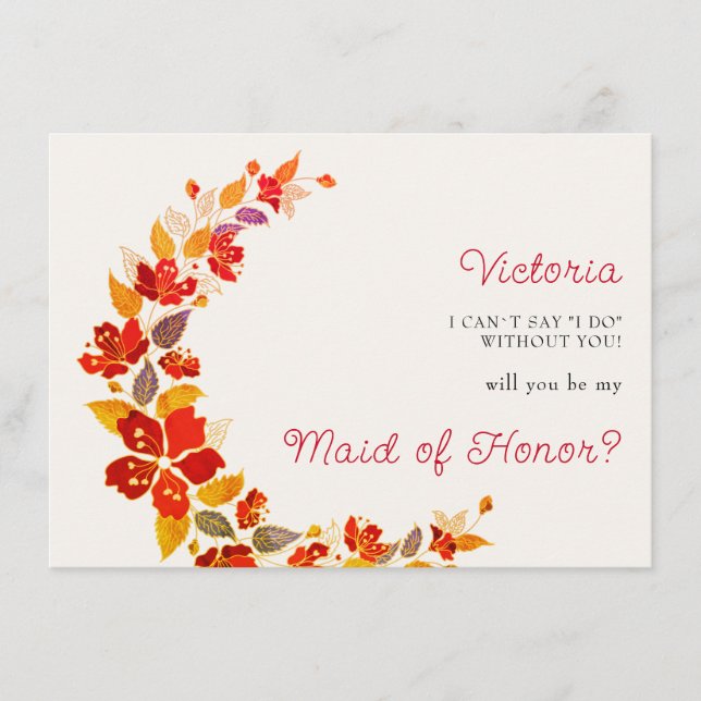 Burnt Orange Tropical Hibiskus Florals Wedding Menükarte (Vorderseite)