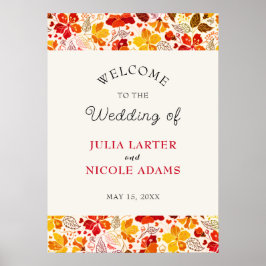 Burnt Orange Tropical Hibiskus Florals Wedding Poster