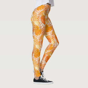 Burnt Orange Tropical Palm Leaf Gemustert Leggings