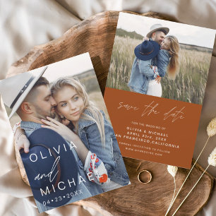 Burnt Orange Typografie Save the Date Foto