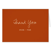 Burnt Orange Typografy Wedding Danke Card