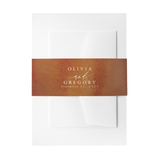 Burnt Orange und Burgund Red Watercolor Einladungsbanderole (Vorderseite Beispiel)